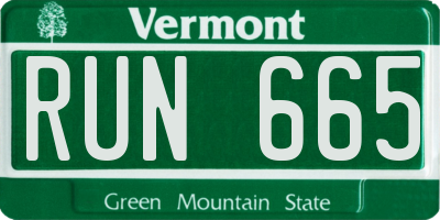 VT license plate RUN665