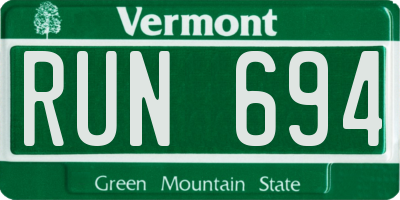 VT license plate RUN694