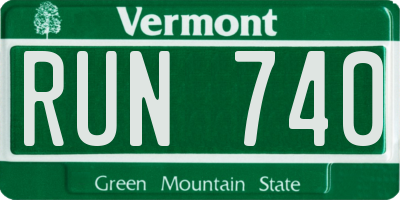 VT license plate RUN740