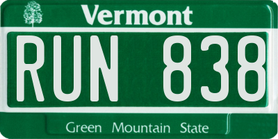 VT license plate RUN838