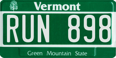 VT license plate RUN898