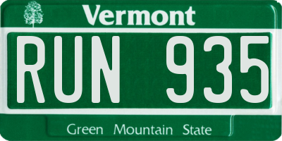 VT license plate RUN935