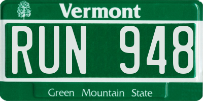 VT license plate RUN948