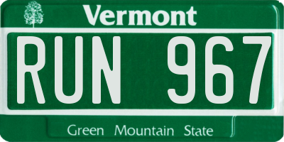 VT license plate RUN967