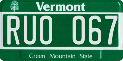 VT license plate RUO067