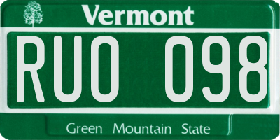VT license plate RUO098