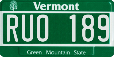 VT license plate RUO189