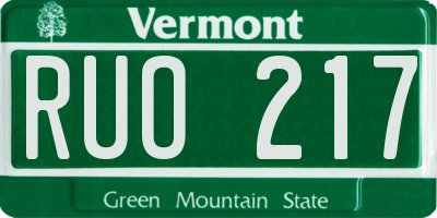 VT license plate RUO217