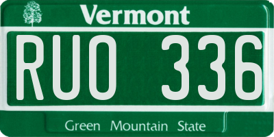 VT license plate RUO336