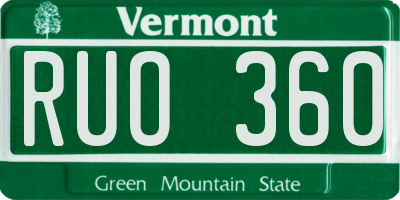 VT license plate RUO360