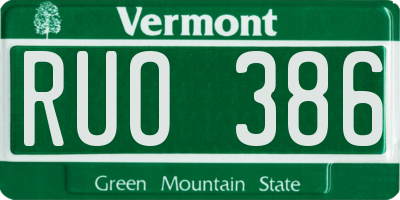 VT license plate RUO386