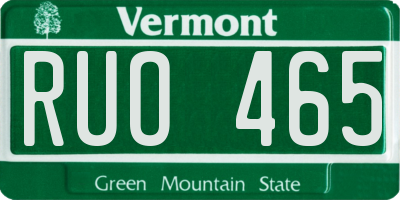 VT license plate RUO465