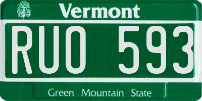 VT license plate RUO593
