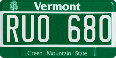 VT license plate RUO680