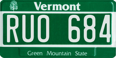 VT license plate RUO684