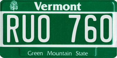VT license plate RUO760