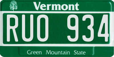 VT license plate RUO934