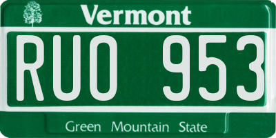 VT license plate RUO953