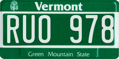 VT license plate RUO978