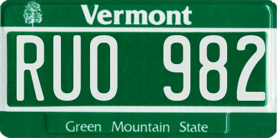 VT license plate RUO982