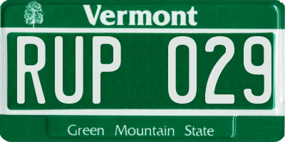 VT license plate RUP029