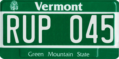 VT license plate RUP045