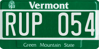 VT license plate RUP054