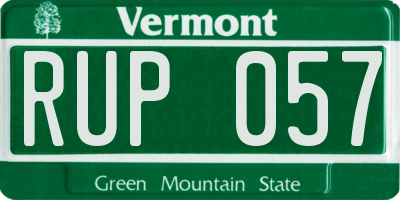 VT license plate RUP057