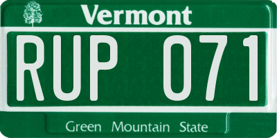 VT license plate RUP071