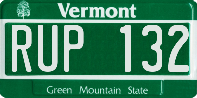 VT license plate RUP132