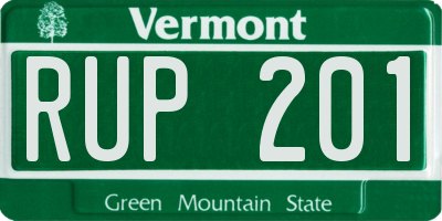 VT license plate RUP201