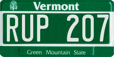 VT license plate RUP207