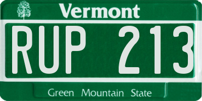 VT license plate RUP213