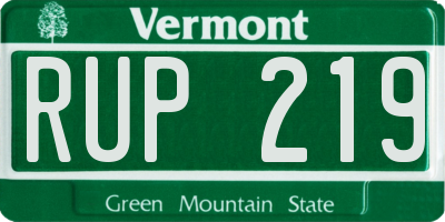 VT license plate RUP219