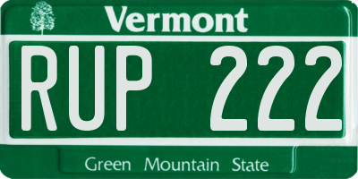 VT license plate RUP222