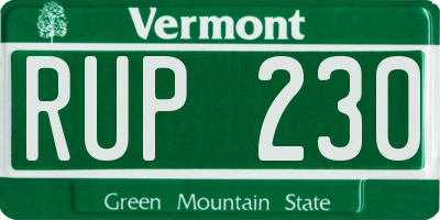 VT license plate RUP230