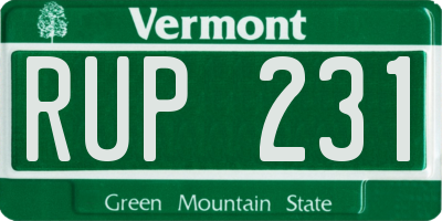 VT license plate RUP231