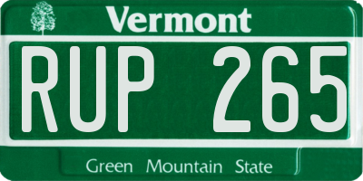 VT license plate RUP265