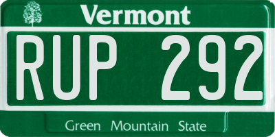 VT license plate RUP292