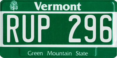 VT license plate RUP296