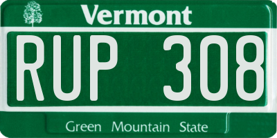 VT license plate RUP308