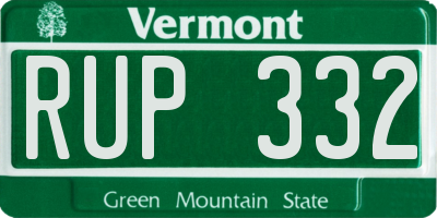 VT license plate RUP332