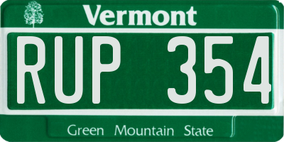VT license plate RUP354