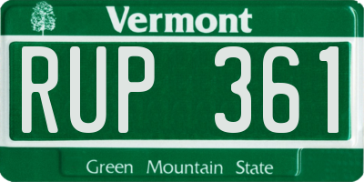 VT license plate RUP361