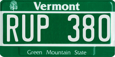 VT license plate RUP380