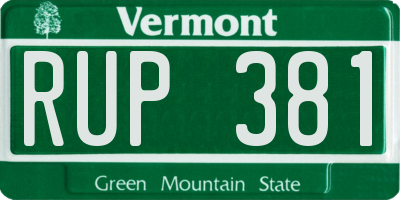 VT license plate RUP381