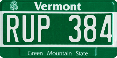VT license plate RUP384
