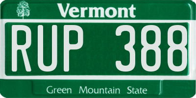 VT license plate RUP388