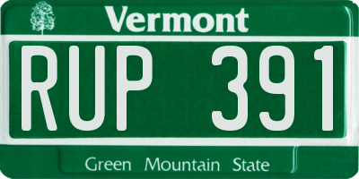 VT license plate RUP391