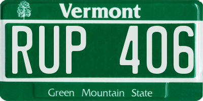 VT license plate RUP406